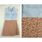 Blumenmuster Vintage Mini Sommerkleider mit Reißverschluss aus Baumwolle für Damen für den für den Sommer 