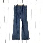 Dunkelblaue Vintage Bootcut Jeans aus Denim für Damen 