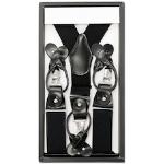 Schwarze Exner Clip-Hosenträger mit Knopf aus Leder Einheitsgröße 