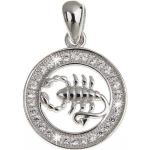 Reduzierte Nickelfreie Silberne Runde Skorpion-Anhänger mit Sternzeichen-Motiv mit Zirkonia für Damen 