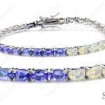 Silberne Art Deco Edelstein Armbänder aus Silber mit Tansanit für Damen 