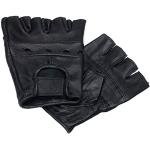 Reduzierte Schwarze Fingerlose Handschuhe & Halbfinger-Handschuhe mit Nieten mit Klettverschluss aus Leder für Herren Größe L 