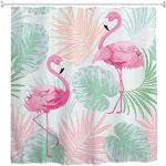Rosa Textil-Duschvorhänge mit Flamingo-Motiv aus Textil 200x180 