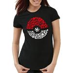 Schwarze Pokemon Pokeball T-Shirts aus Baumwolle enganliegend für Damen Größe M 