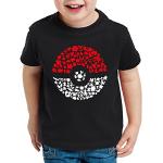 Schwarze Pokemon Pokeball Kinder T-Shirts aus Baumwolle für Jungen Größe 164 