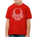 Rote Super Mario Mario Pilz Kinder T-Shirts aus Baumwolle Größe 140 