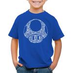 Blaue Super Mario Mario Pilz Kinder T-Shirts aus Baumwolle Größe 140 