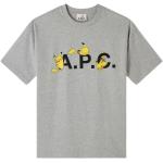 Reduzierte Graue Kurzärmelige A.P.C. Pokemon Pikachu Bio T-Shirts für Herren Größe S 