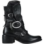 Reduzierte Schwarze Unifarbene A.S.98 Runde Blockabsatz Biker-Boots & Bikerstiefeletten mit Reißverschluss aus Leder für Damen Größe 41 