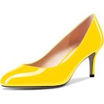 Gelbe Lack-Optik Runde High Heels & Stiletto-Pumps ohne Verschluss in Normalweite aus Lackleder für Damen Größe 43 