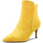 Gelbe Spitze High Heel Stiefeletten & High Heel Boots mit Reißverschluss in Normalweite aus Veloursleder für Damen Größe 38 