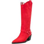 Rote Spitze Damencowboystiefel & Damenwesternstiefel mit Reißverschluss in Normalweite aus Veloursleder Größe 40 