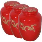 Rote Runde Teedosen aus Keramik 3-teilig 