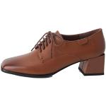 Braune Business Derby Schuhe mit Schnürsenkel aus Leder für Damen Größe 39 für den für den Herbst 