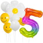 Emoji Smiley Ballons mit Gänseblümchen-Motiv 16-teilig 