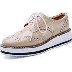 Aprikose Business Keilabsatz Dandy Schuhe mit Schnürsenkel aus Leder für Damen Größe 36 