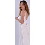 Weiße Elegante Nachhaltige Cocktailkleider rückenfrei aus Viskose für Damen Übergrößen für den für den Sommer 