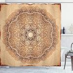 Beige Abakuhaus Duschvorhänge mit Mandala-Motiv aus Vinyl 175x220 