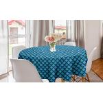 Blaue Abakuhaus Runde Runde Tischdecken 150 cm aus Polyester schmutzabweisend 