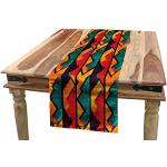 Cyanblaue Antike Abakuhaus Rechteckige Tischläufer aus Stoff maschinenwaschbar 