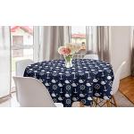 Marineblaue Maritime Abakuhaus Runde Runde Tischdecken 150 cm aus Polyester schmutzabweisend 