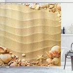 Reduzierte Sandfarbene Abakuhaus Duschvorhänge aus Vinyl 175x220 