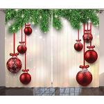 Rote Rustikale Abakuhaus Weihnachtsgardinen aus Stoff maschinenwaschbar 