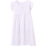 Weiße Kurzärmelige Kindernachthemden & Kindernachtkleider mit Rüschen mit Knopf aus Baumwolle für Mädchen Größe 122 