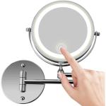 Silberne Schminkspiegel & Kosmetikspiegel mit Durchmesser 30 cm poliert LED beleuchtet 