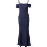 Reduzierte Marineblaue Unifarbene coast Maxi V-Ausschnitt Lange Abendkleider mit Reißverschluss aus Polyester für Damen Größe S Große Größen 