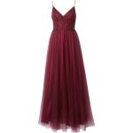 Reduzierte Burgundfarbene Bestickte Ärmellose Laona Maxi V-Ausschnitt Lange Abendkleider mit Reißverschluss für Damen Größe XS 