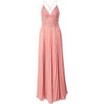 Reduzierte Korallenrote Bestickte Ärmellose Laona Maxi V-Ausschnitt Lange Abendkleider aus Spitze für Damen Größe S 