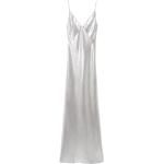Reduzierte Silberne Unifarbene Ärmellose Mango Maxi V-Ausschnitt Abendkleider rückenfrei aus Polyamid für Damen Größe S 