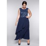 Reduzierte Marineblaue Elegante Ärmellose Sheego Abendkleider A-Linie für aus Kunstfaser für Damen Große Größen 