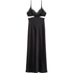Reduzierte Schwarze Ärmellose Mango Maxi V-Ausschnitt Lange Abendkleider mit Reißverschluss aus Spitze für Damen Größe S 