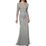Silberne Elegante Jaeden Maxi Lange Abendkleider aus Chiffon für Damen Größe L für Hochzeitsgäste 