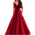 Lachsfarbene Unifarbene Elegante Ärmellose V-Ausschnitt Lange Abendkleider aus Jersey für Damen Größe XXL Große Größen für den für den Sommer 