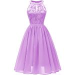Violette Elegante Ärmellose Mini Kurze Abendkleider mit Reißverschluss aus Chiffon für Damen Größe S für die Braut 