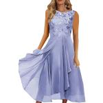 Blaue Vintage Langärmelige Maxi Kurze Abendkleider mit Glitzer aus Chiffon für Damen Größe S Große Größen für Brautjungfern für den für den Sommer 