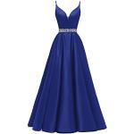 Royalblaue Elegante Maxi V-Ausschnitt Lange Abendkleider aus Satin für Damen Größe S für die Braut 
