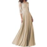 Champagnerfarbene Elegante Maxi Lange Abendkleider aus Chiffon für Damen Größe S für Hochzeitsgäste 
