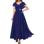 Royalblaue Elegante Maxi V-Ausschnitt Lange Abendkleider aus Chiffon für Damen Übergrößen für Hochzeitsgäste 