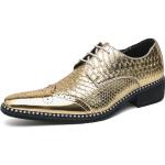 Goldene Lack-Optik Business Spitze Derby Schuhe mit Schnürsenkel aus Leder für Herren Größe 43 