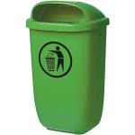 Abfallbehälter 50l Kunststoff grün H650xB395xT250mm mit Regenhaube