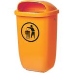 Abfallbehälter 50l Kunststoff orange H650xB395xT250mm mit Regenhaube