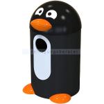 Schwarze Abfallsammler 55l mit Pinguinmotiv 