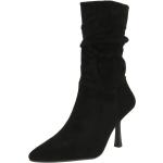 Schwarze Spitze Pfennigabsatz High Heel Stiefeletten & High Heel Boots aus Textil für Damen Größe 39 mit Absatzhöhe bis 3cm 