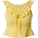 Gelbe Unifarbene V-Ausschnitt Spaghettiträger-Tops aus Polyester für Damen Größe M 