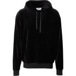 Schwarze Unifarbene Langärmelige Herrensweatshirts aus Samt mit Kapuze Größe XL 
