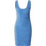 Reduzierte Blaue Unifarbene Ärmellose Mini Nachhaltige Samtkleider aus Nicki enganliegend für Damen Größe S 